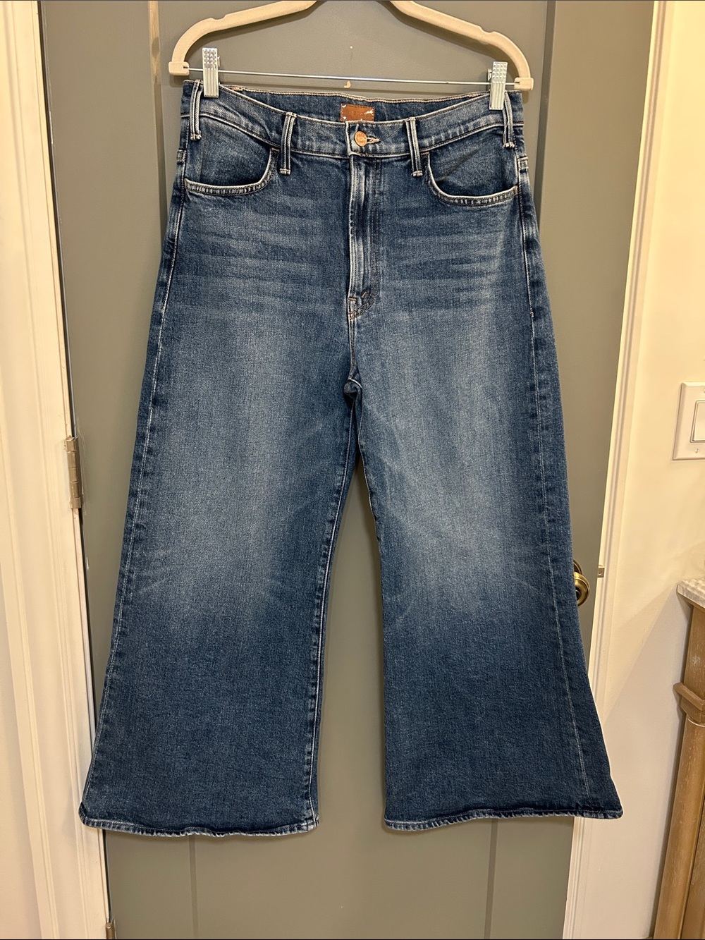 MOTHER The Hustler Roller Ankle Slip And Fall Wide-Leg Jeans Size 30